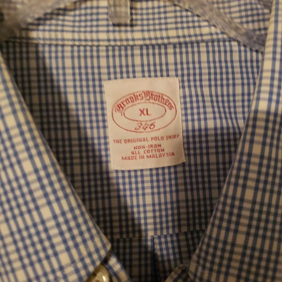 Brooks Brothers 346 Men's Blue & White Check Cotton Casual Shirt XL XLarge - Picture 6 of 6